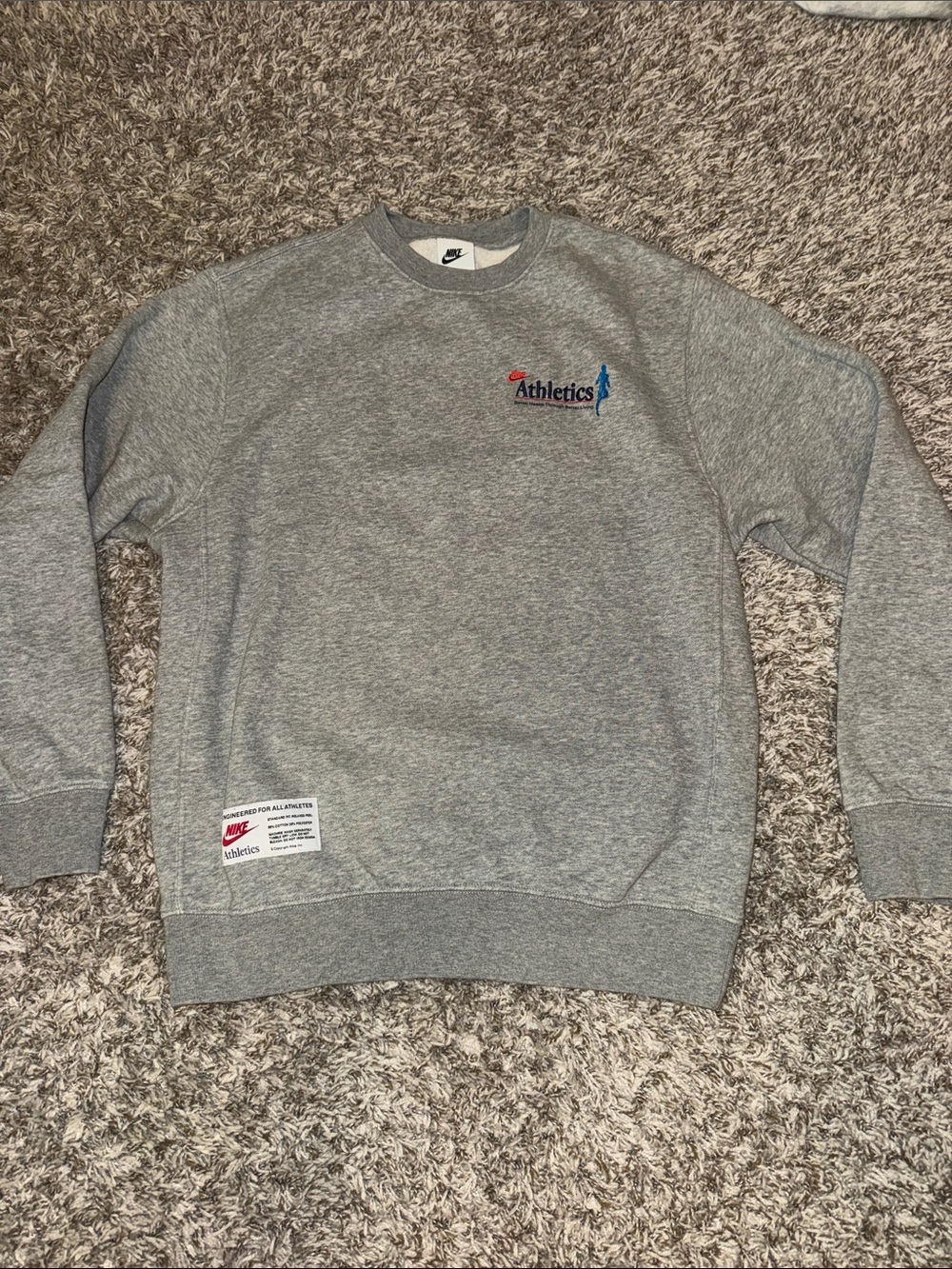 Nike Gray Athletics Crewneck Sweatshirt with Small Logo